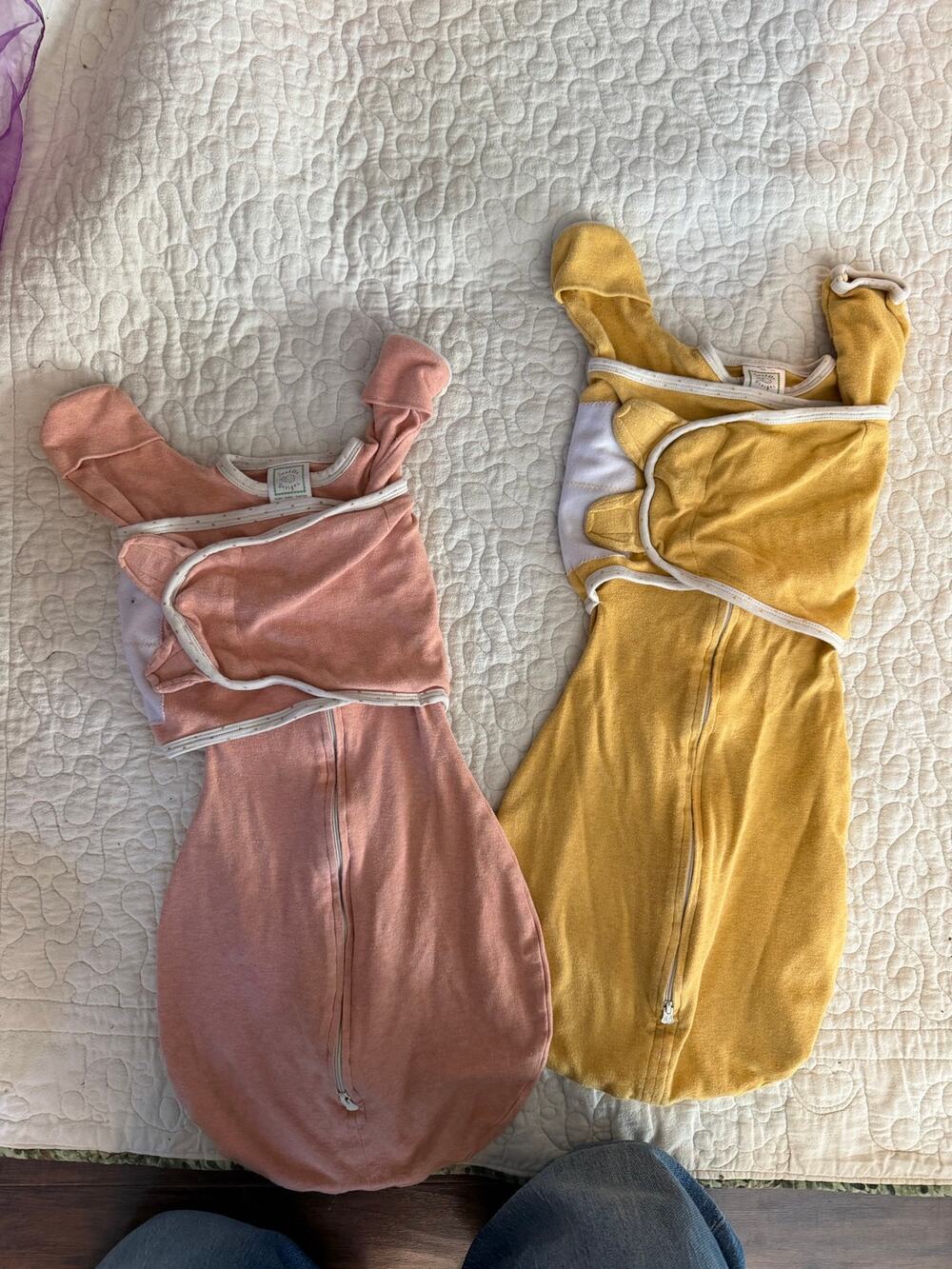 SwaddleDesigns Omni Swaddle Sack 3M 2 Pack Pink Yellow Cotton TOG 1.0